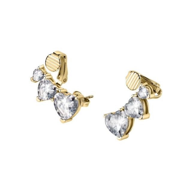 Diamond Heart Earrings Stud With White Heart J19AUV26