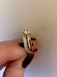 9ct yellow gold cubic zirconia double ring
