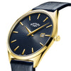 Rotary Ultra Slim Men’s Gold-Plated Blue Leather Watch | GS08013/05