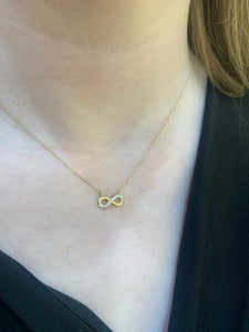 9ct Yellow Gold CZ Set Infinity Symbol Chain