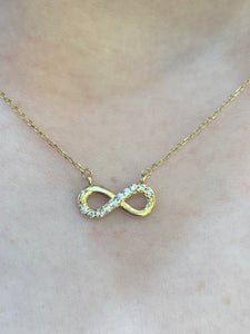 9ct Yellow Gold CZ Set Infinity Symbol Chain