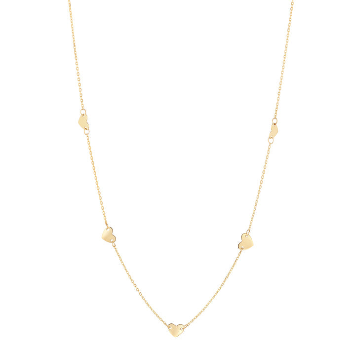 9ct gold 5 heart necklet