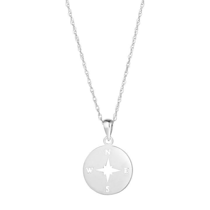 White Gold Compass Pendant