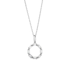 Load image into Gallery viewer, White Gold Baguette Set CZ Open Circle Pendant
