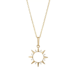 9ct Gold Open Sun Pendant Necklace