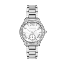 Load image into Gallery viewer, Michael Kors Sage Steel Mother Pearl Dial CZ Bezel Cushion Shape Case Watch MK4807
