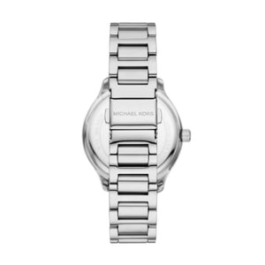 Michael Kors Sage Steel Mother Pearl Dial CZ Bezel Cushion Shape Case Watch MK4807