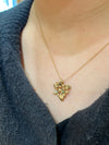 9ct yellow gold flower cz emerald black stone pendant