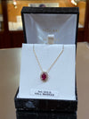 9ct yellow gold cz ruby oval pendant