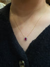 9ct yellow gold cz ruby oval pendant