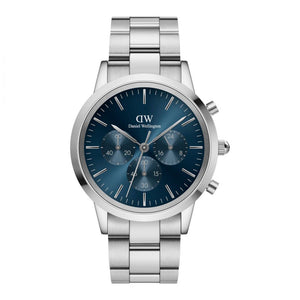 Daniel Wellington Chronograph 42mm Arctic Blue Sunray Dial Steel Case Watch DW00100644