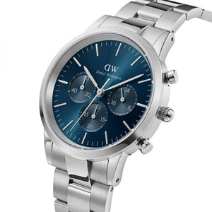 Daniel Wellington Chronograph 42mm Arctic Blue Sunray Dial Steel Case Watch DW00100644