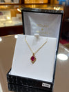 9ct yellow gold Ruby & cz oval pendant