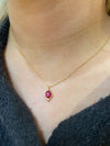 9ct yellow gold Ruby & cz oval pendant