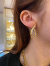 Tisento 2 tone organic shape zirconia drop earrings