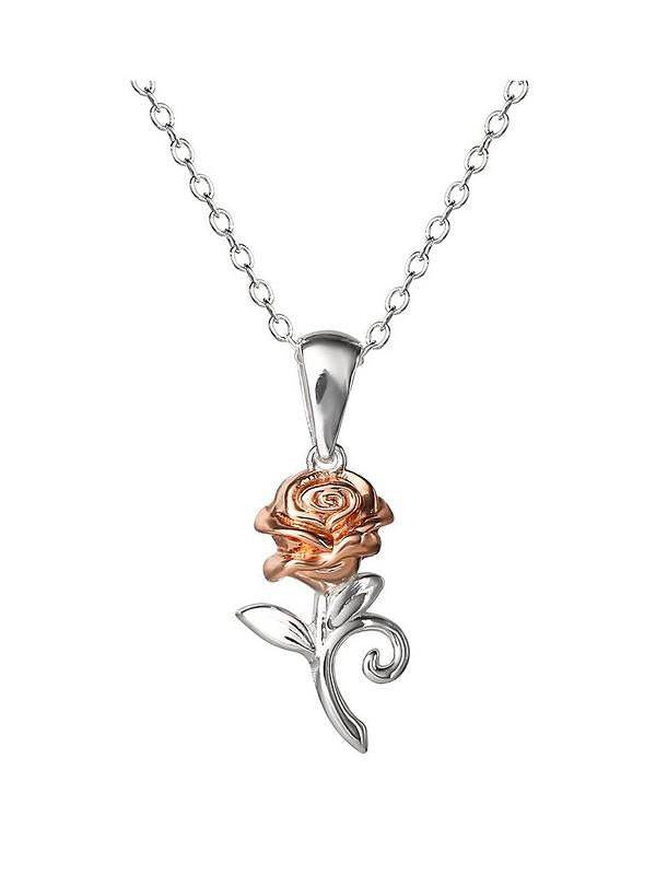 Disney Beauty and the Beast silver rosegold plated pendant