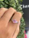Pink tourmaline and cubic zirconia ring