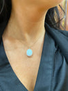 9ct gold Opel oval cubic zurconia surround pendant