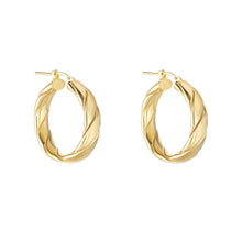 Load image into Gallery viewer, NJO Gold Plated Chunky Lattice Hoop Earrings
