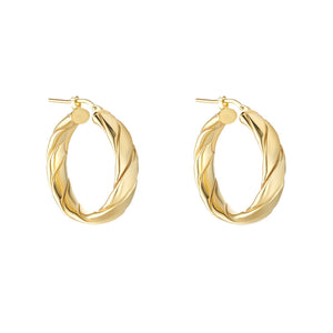 NJO Gold Plated Chunky Lattice Hoop Earrings