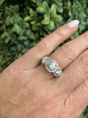 9ct Gold Three Stone Halo Cluster Ring