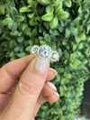 9ct Gold Three Stone Halo Cluster Ring