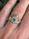 9ct Yellow Gold Claddagh Ring Cubic Zirconia with Emerald centre stone