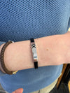 Gema Gents Black Leather & Silver ID Bar Bracelet