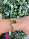 Gold-Plated Interlocking Circle & Oval Link Heart Charm Bracelet