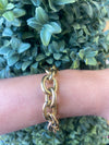 Gold-Plated Interlocking Circle & Oval Link Bracelet