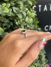 Sterling Silver Cushion-Cut Emerald Green Stone Halo Ring