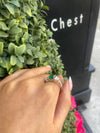 Sterling Silver Cushion-Cut Emerald Green Three-Stone Ring