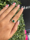 Sterling Silver Radiant-Cut Emerald Green Three-Stone Ring