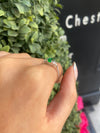 Sterling Silver Cushion-Cut Emerald Green Three-Stone Ring