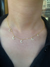 Celestial Moon CZ Charm Choker Necklace