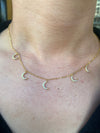 Celestial Moon CZ Charm Choker Necklace
