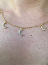 Celestial Moon CZ Charm Choker Necklace