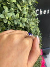 Sterling Silver Oval-Cut Sapphire Blue Filigree Halo Ring
