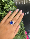 Sterling Silver Statement Oval-Cut Sapphire Blue Cluster Ring