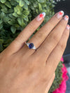 Sterling Silver Oval-Cut Sapphire Blue Three-Stone Ring