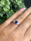 Sterling Silver Oval-Cut Sapphire Blue Three-Stone Ring
