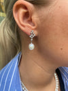 Elegant Vintage inspired Freshwater Pearl and cz drop earrings