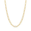 Gold Paperclip Chunky Chain Necklace with Gold Wave Pink Sparkle Charm