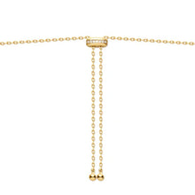 Load image into Gallery viewer, Gold Freshwater Pearl and White Cubic Zirconia Bezel Set Slider Necklace
