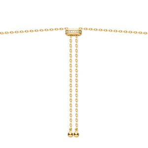 Gold Freshwater Pearl and White Cubic Zirconia Bezel Set Slider Necklace