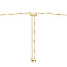Load image into Gallery viewer, Gold Freshwater Pearl and White Cubic Zirconia Bezel Set Slider Necklace
