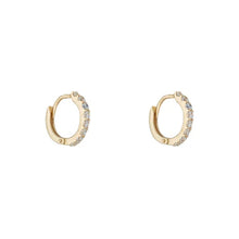 Load image into Gallery viewer, 9ct Gold Cubic Claw Set Huggie Earrings
