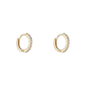 9ct Gold Cubic Claw Set Huggie Earrings