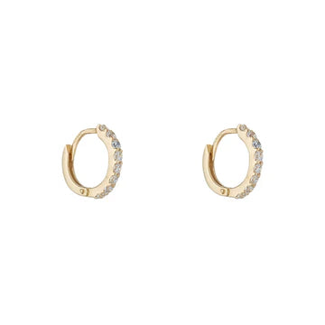 9ct Gold Cubic Claw Set Huggie Earrings