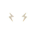 9ct Gold CZ Lighting Bolt Stud Earrings